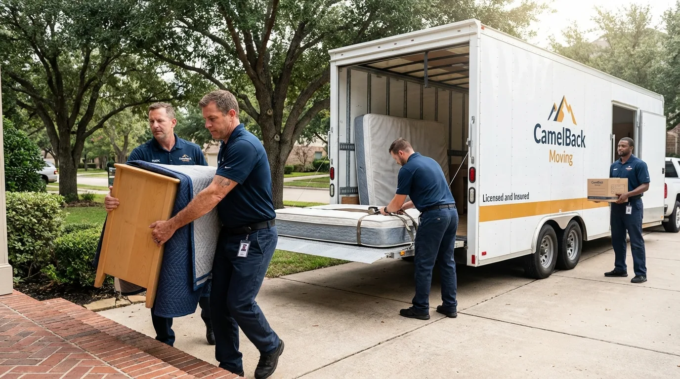 Crew loading residential truck for cross-state move from Pilot Mountain, NC
